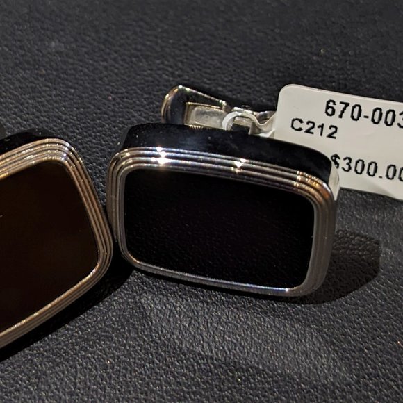 Onyx and sterling silver cuff links - Picture 5 of 5